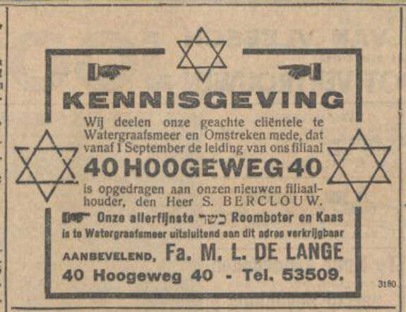 Advertentie uit Nieuw Israëlitisch Weekblad van 4 september 1931.