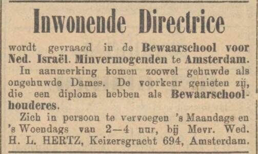 00008 JPG Bewaarschool N.I. Minvermogenden NIW 16-12-1898 vac. directrice.jpg