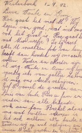 Postcard from Camp Westerbork from Louis and Rebecca Degen
