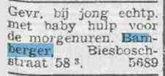 Advertentie geplaatst door Joseph Bamberger