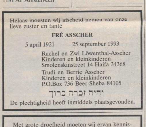 Overlijdensbericht.