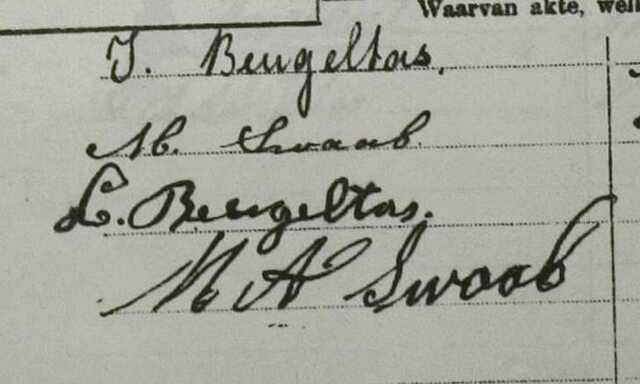 1922 handtekening Isaac Beugeltas en Marianne Swaab