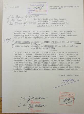 1938 11 20 Schreiben Polak - Margit und Edith Schwab