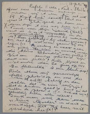 Letter Hadassa Alida Laufgang-Santcroos 1941