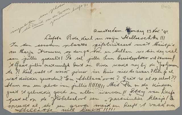 Letter Hadassa Alida Laufgang-Santcroos november 1941