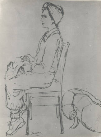 Keetje Asscher-Cohen, getekend door Fieke Asscher, 1942