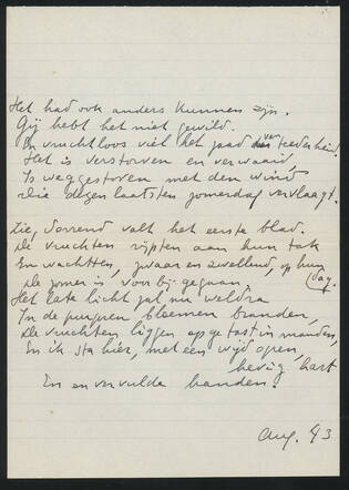 Manuscript van Carla Simons, augustus 1943