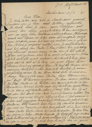 Brief van de moeder van Carla over het niet terugkeren van haar dochters Carla en Rachel, november 1945