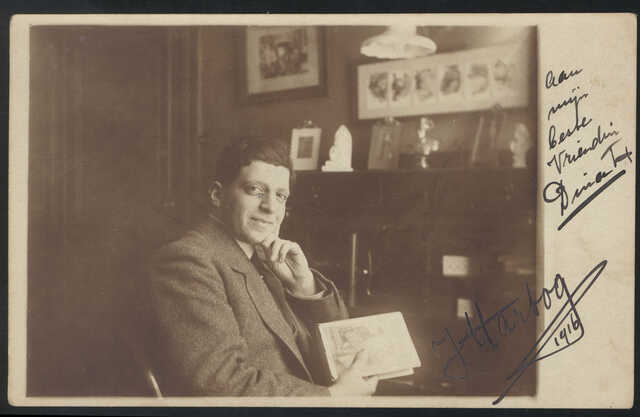 Foto van Jacques Hartog met handgeschreven opdracht voor Dina, 1916