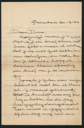 De brief van 30 maart 1922 waarin Jacques schrijft dat hij getrouwd is