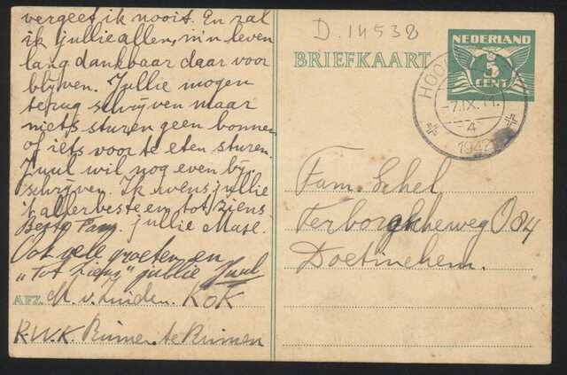Briefkaart van Max van Zuiden