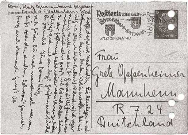 Briefkaart van Doris Katz uit oktober 1939