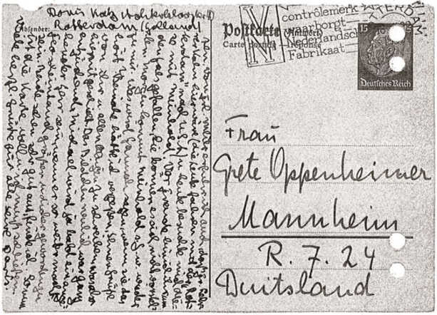 Briefkaart van Doris Katz uit november 1939