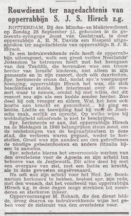 Herdenking opperrabbijn Hirsch