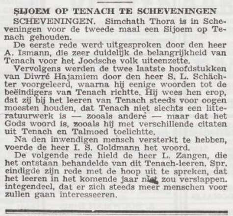 Toespraak over Tenach door Abraham Ismann