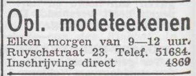 Advertentie van modetekenares Amalia Auerbach