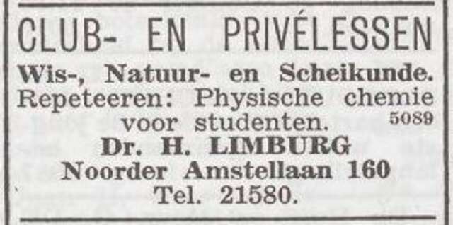 Advertentie van dr. Hijman Limburg