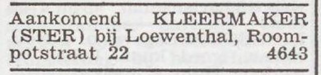 Advertentie 'personeel gevraagd' van Rolf Löwenthal