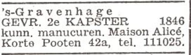 Advertentie van mw. Aaltje de Leeuw-Polak