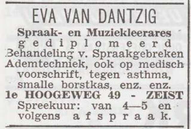 Advertentie van Eva van Dantzig