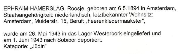 Aanvullende informatie van ITS dd 03-08-2012 over Roosje Hamerslag
