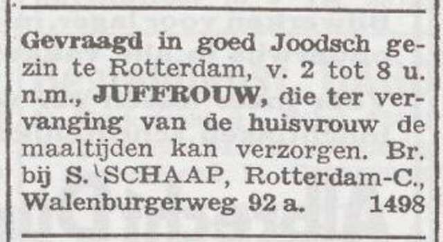 Advertentie van het gezin Schaap