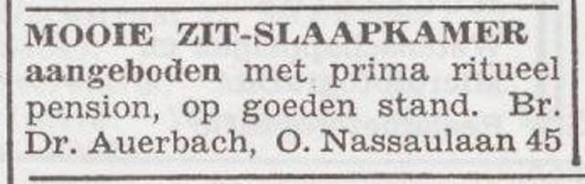 Advertentie van dr. Wilhelm Auerbach