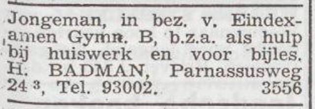 Advertentie van Hans Badmann