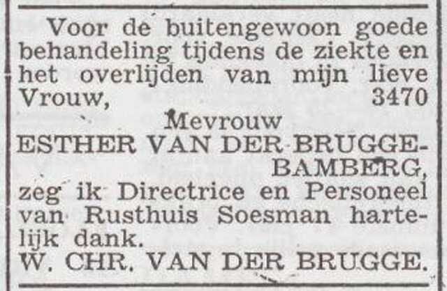 Dankbetuiging van de heer Van der Brugge