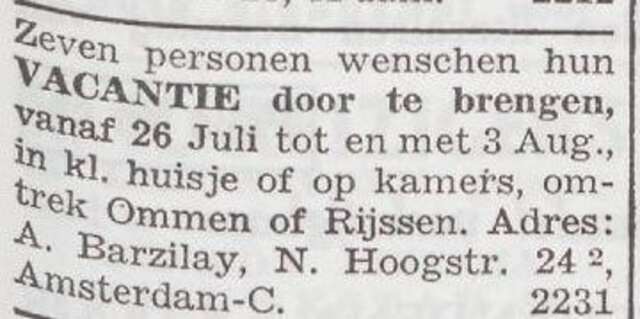 Advertentie van Abraham Barzelay