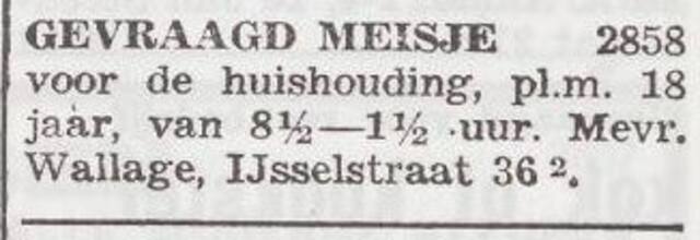 Advertentie van Vrouwke Wallaga-Barzilay