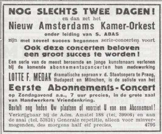 Nieuw Amsterdams Kamer Orkest o.l.v. Salomon Abas