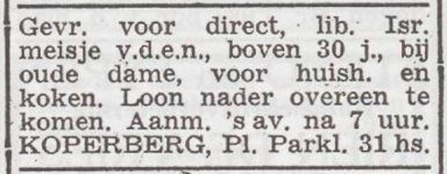 Advertentie 'personeel gevraagd' van Judith Koperberg