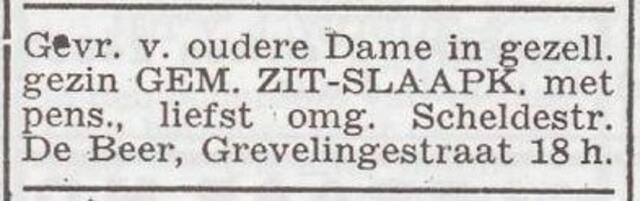 Advertentie 'te huur gevraagd' van Paul de Beer