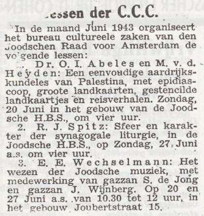 Mededeling van de Centrale Culturele Commissie