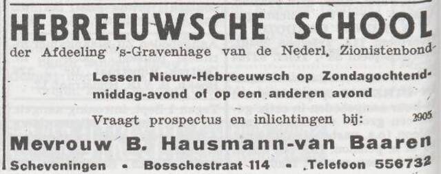 Advertentie van Bella Hausmann-van Baaren