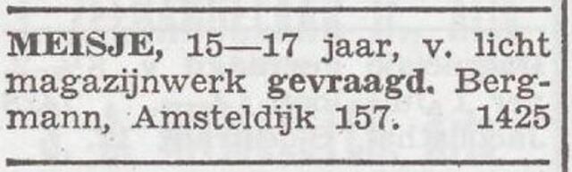 Advertentie van Fritz Bergmann
