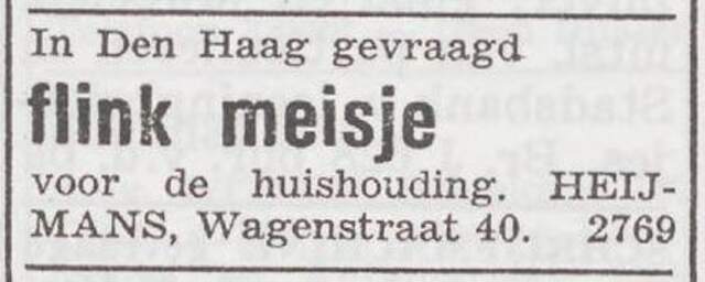 Advertentie van Betje Heijmans-Cohen