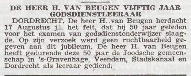 50-jarig ambtsjubileum van Hartog van Beugen