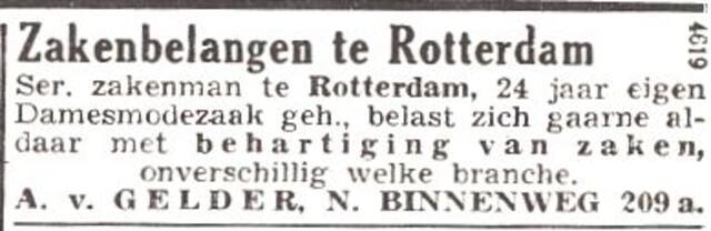 Advertentie van Abraham van Gelder