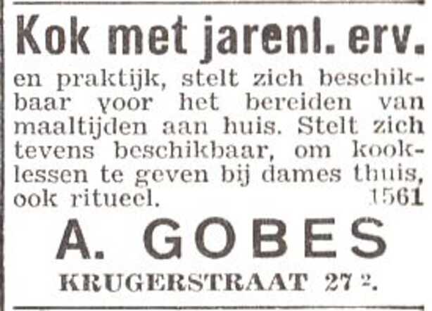 Advertentie van Abraham Gobes