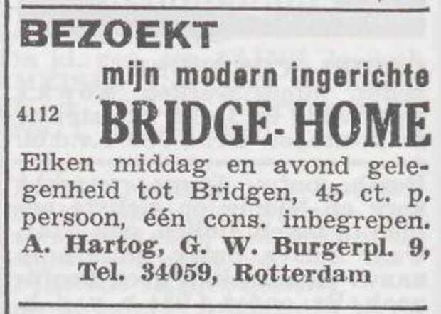 Advertentie van Abraham Hartog