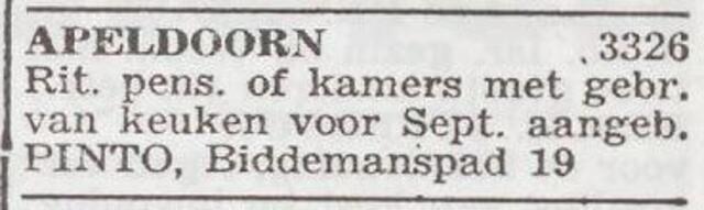 Advertentie van Joseph Pinto