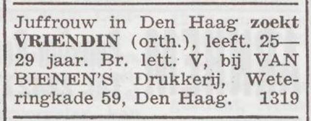 Advertentie via drukkerij Van Bienen