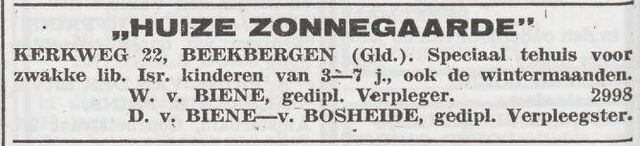 Advertentie van het echtpaar van Biene