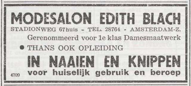 Advertentie van Edith Blach-Nathan