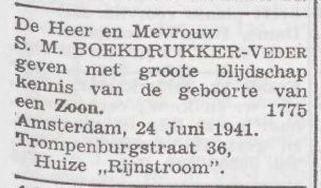 Bekendmaking van de geboorte van een zoon
