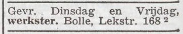 Advertentie 'personeel gevraagd' van het gezin Meijer Bolle