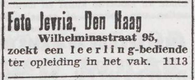 Advertentie van fotograaf Juda Mozes Abrahams