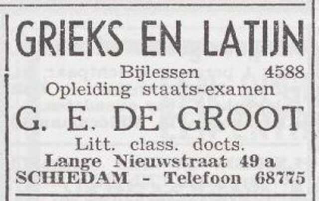 Advertentie van Gabriel Emile de Groot